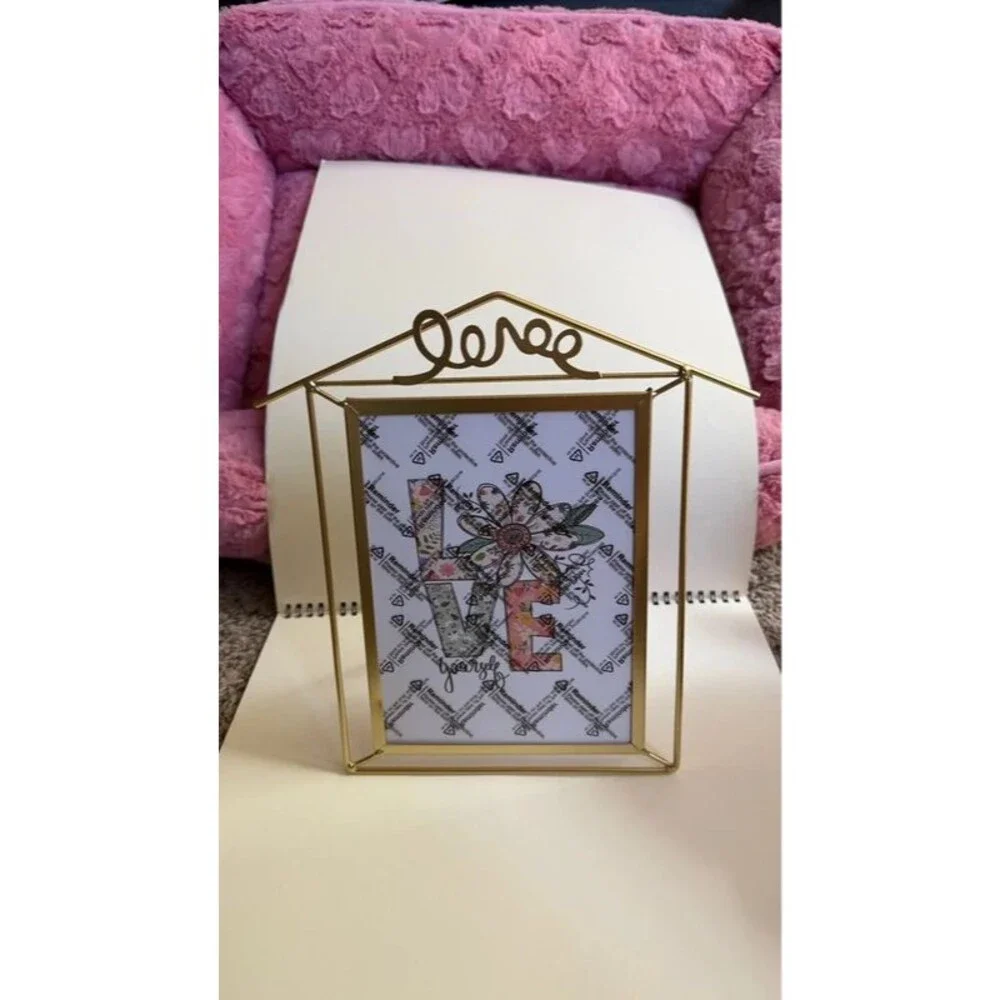 Set of 2 Gold LOVE Photo Frames Romantic Wedding Engagement Anniversary Decor